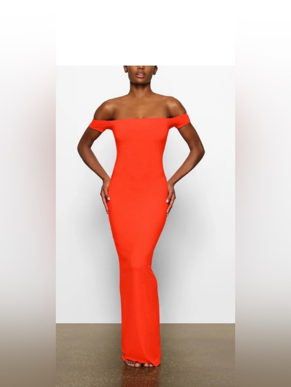 Skims Soft Lounge Off the Shoulder Dress FIRE